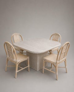 Minimalist Stone Dining Table + Fluted Pedestal Base, 1980s, Italy Postmodern