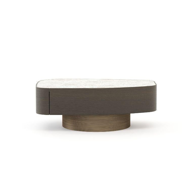 Brushed Minimalist Stone Night Table I made with Walnut Wood, handmade by Stylish Club For Sale