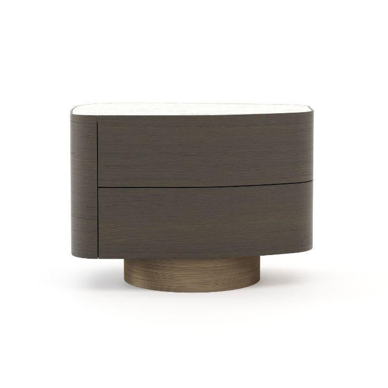 Portuguese Minimalist Stone Night Table II made with Walnut Wood, handmade by Stylish Club For Sale