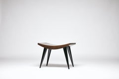 Minimalist Stool, JAH by Reda Amalou Design, Walnut and black Steel, 60cm