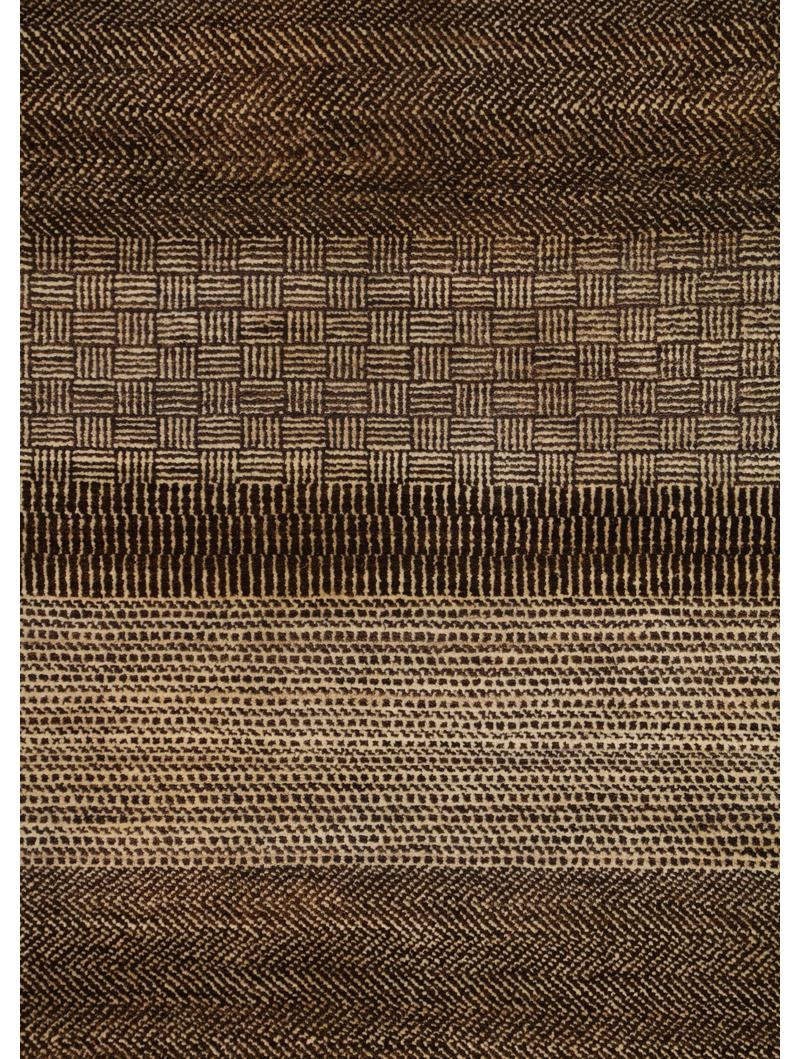 Minimalistischer gestreifter brauner und cremefarbener Wollteppich in Übergröße, 12' x 17' (Persisch) im Angebot