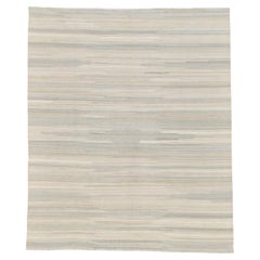 Minimalist Striped Designed Wool Kilim 8'1''x9'7''