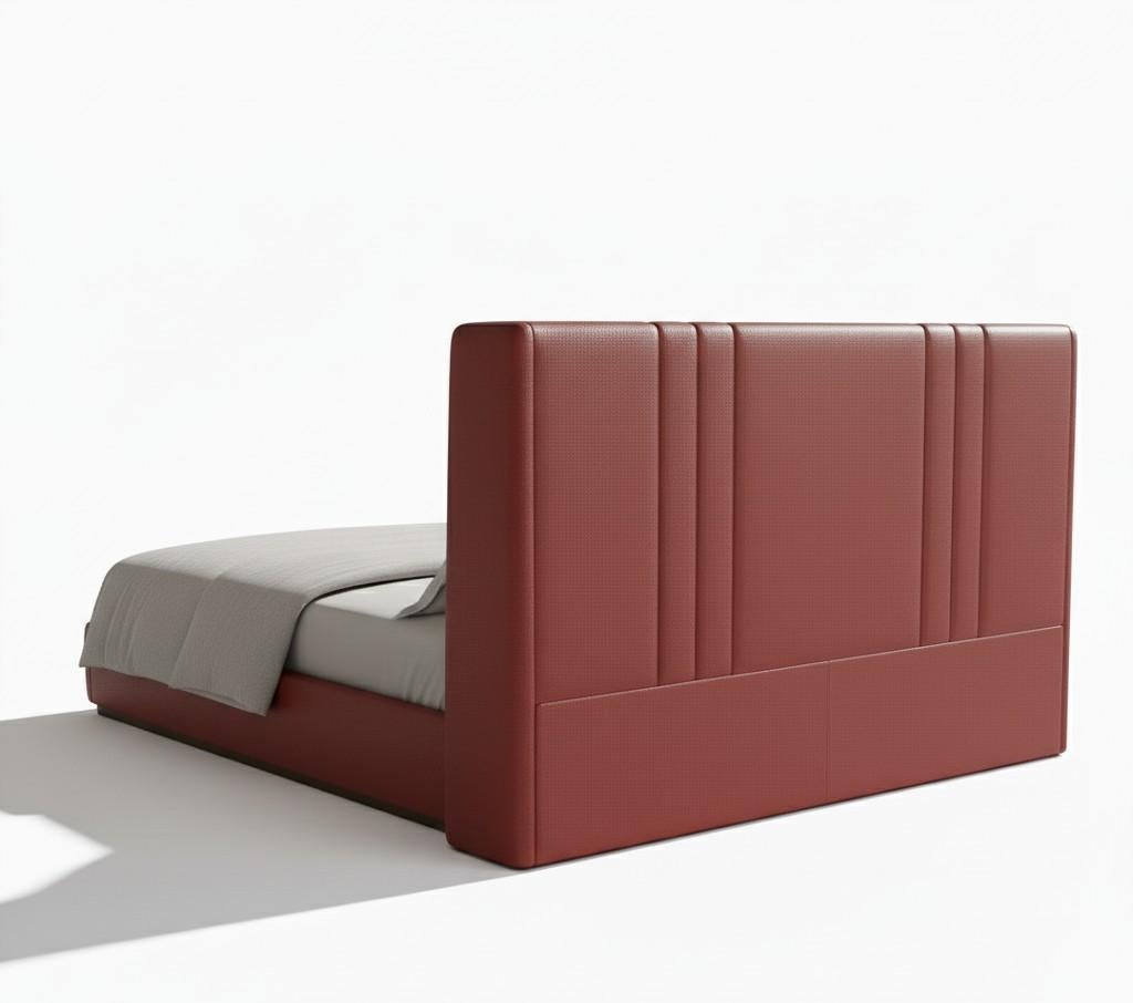 Minimalistischer Stil California King-Size Kunstleder Bett-Mondo Design Studio (Moderne) im Angebot