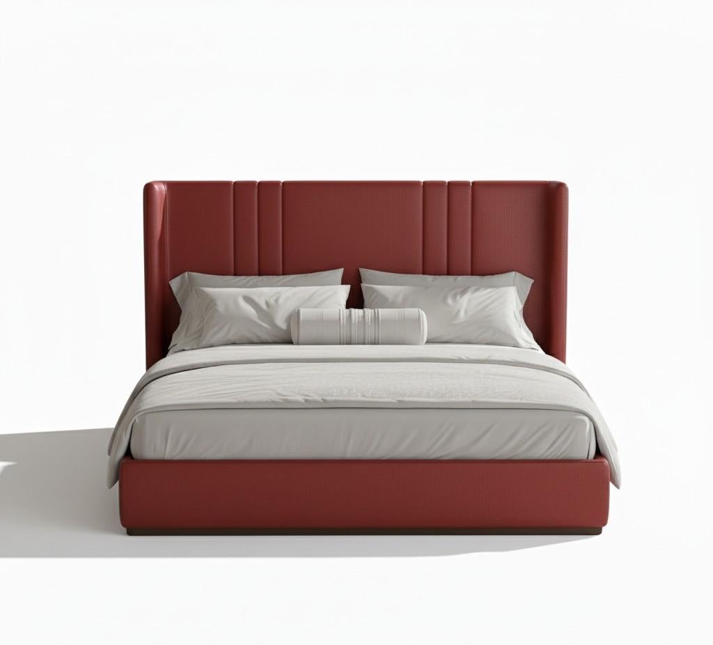 Minimalistischer Stil California King-Size Kunstleder Bett-Mondo Design Studio (21. Jahrhundert und zeitgenössisch) im Angebot