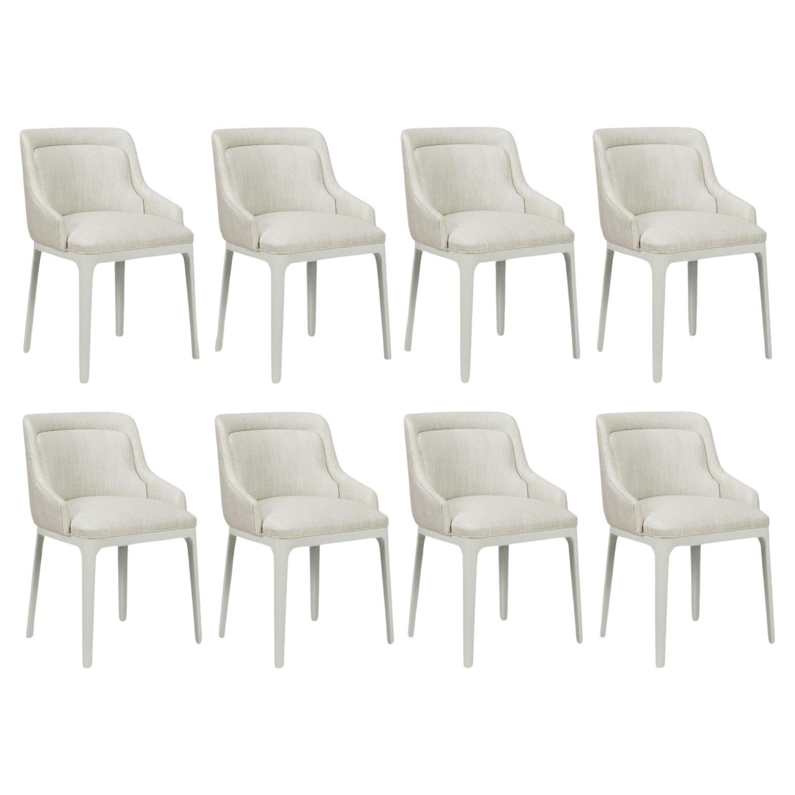 Minimalist-Style Dining Chair with Customizable Lacquer Colors, Set of 8 For Sale