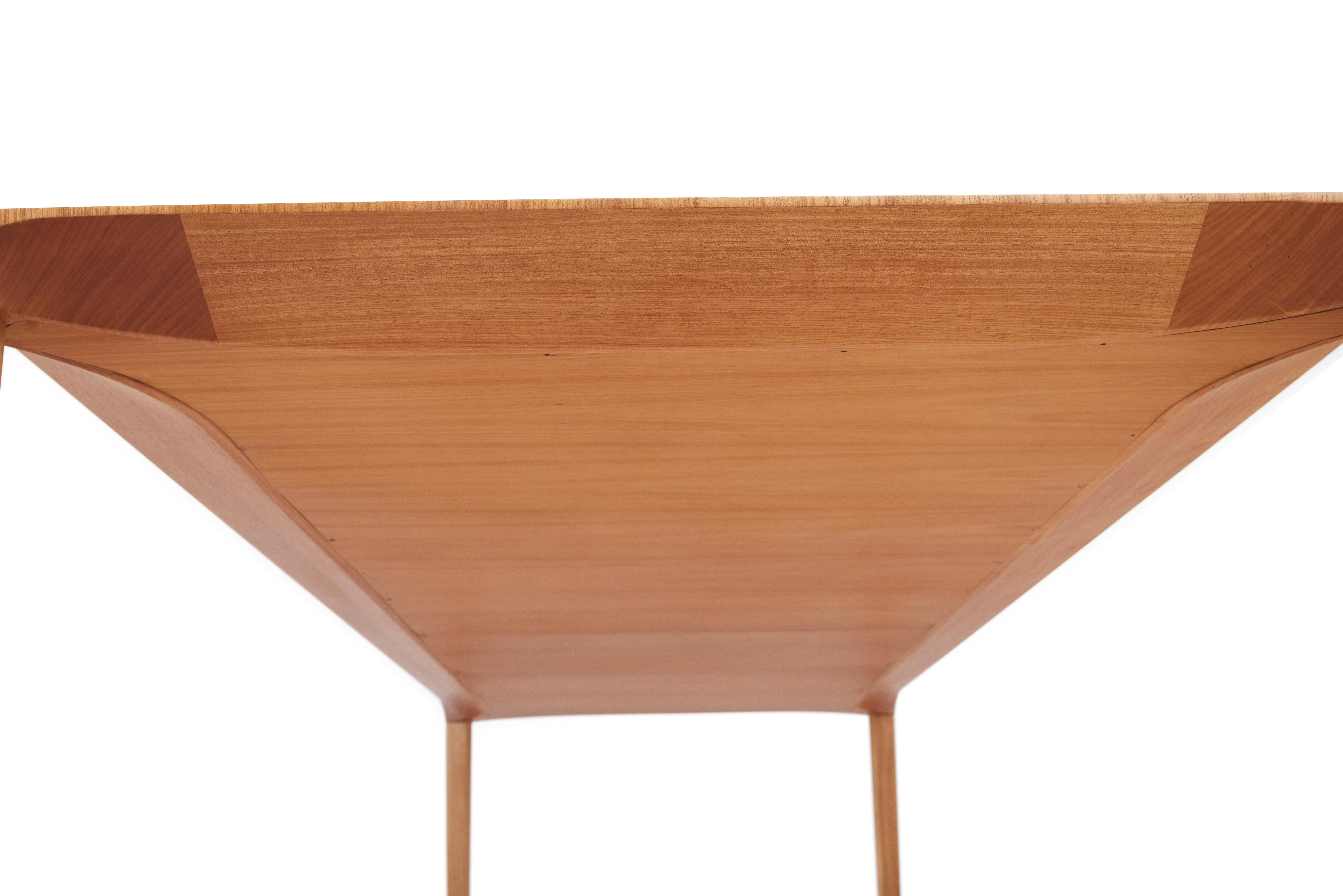 Hardwood Minimalist Style, Dining Table in Natural Solid Wood Reinforced with Steel For Sale