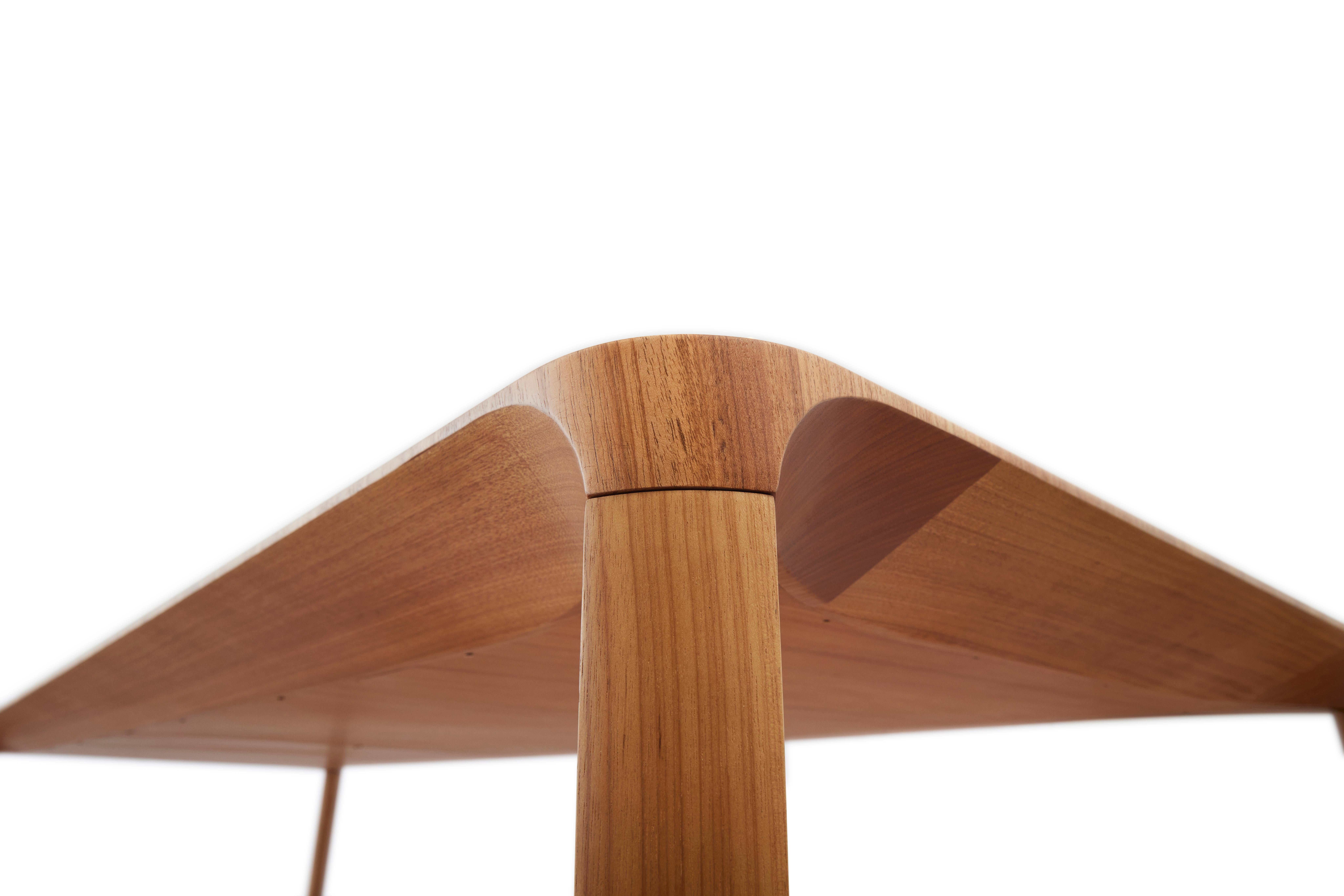 Table de salle à manger de style minimaliste, en bois massif naturel renforcé d'acier en vente 5