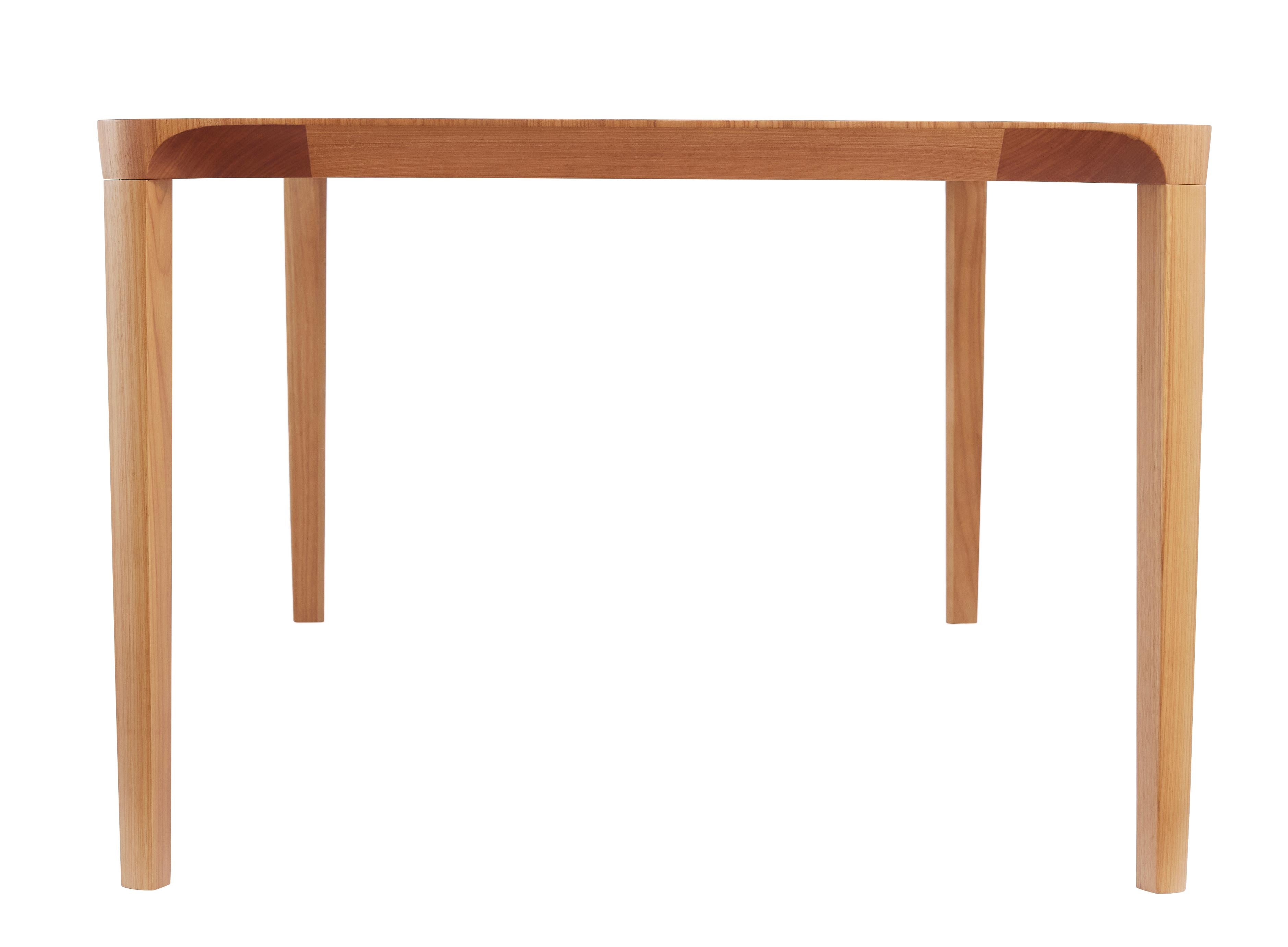 Brazilian Minimalist Style, Dining Table in Natural Solid Wood Reinforced with Steel For Sale