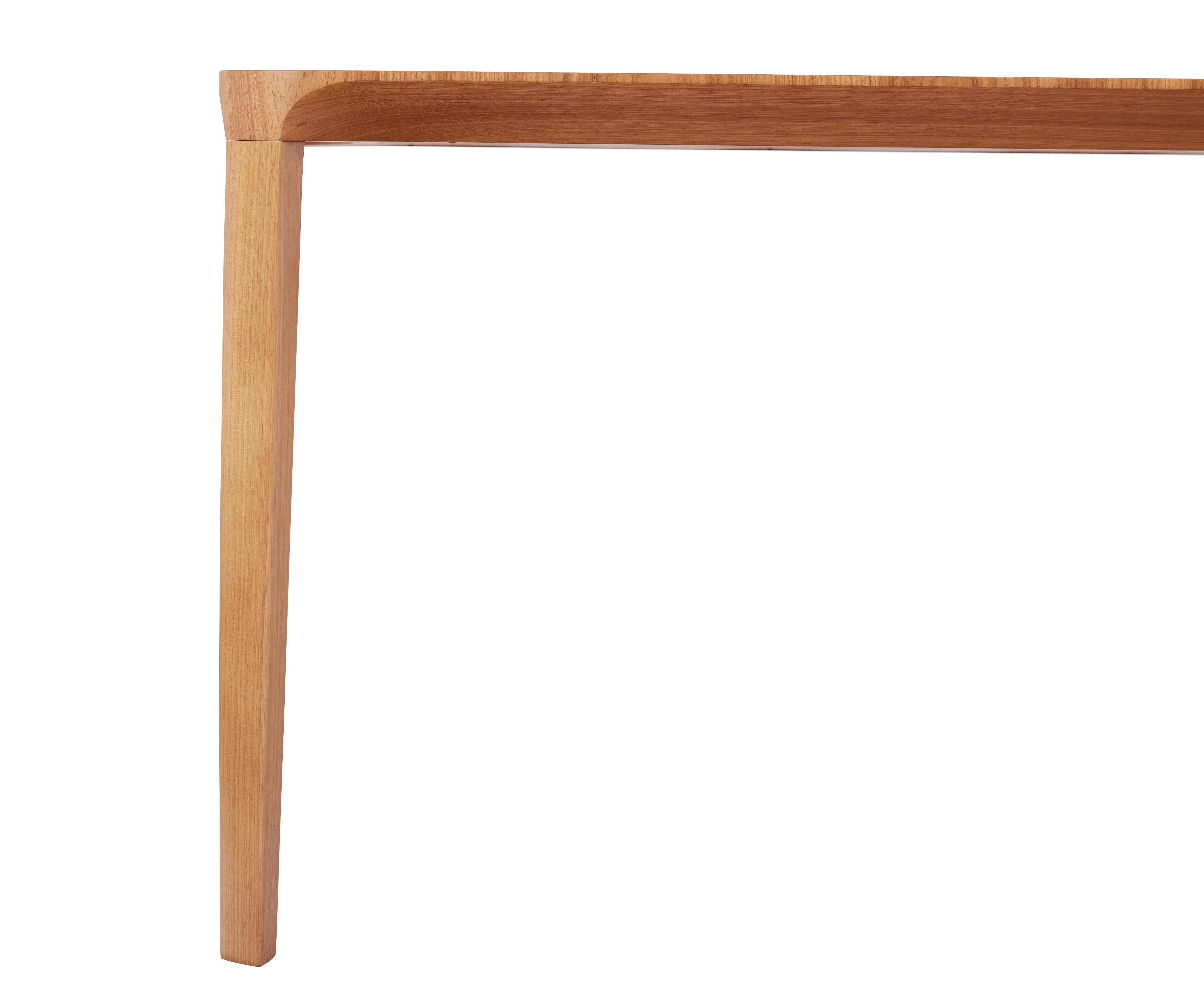 Contemporary Minimalist Style, Dining Table in Natural Solid Wood Reinforced with Steel For Sale