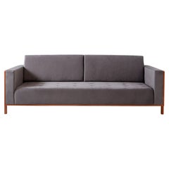 Minimalist style "Lina" sofa, upholstered fabric, natural wood sides