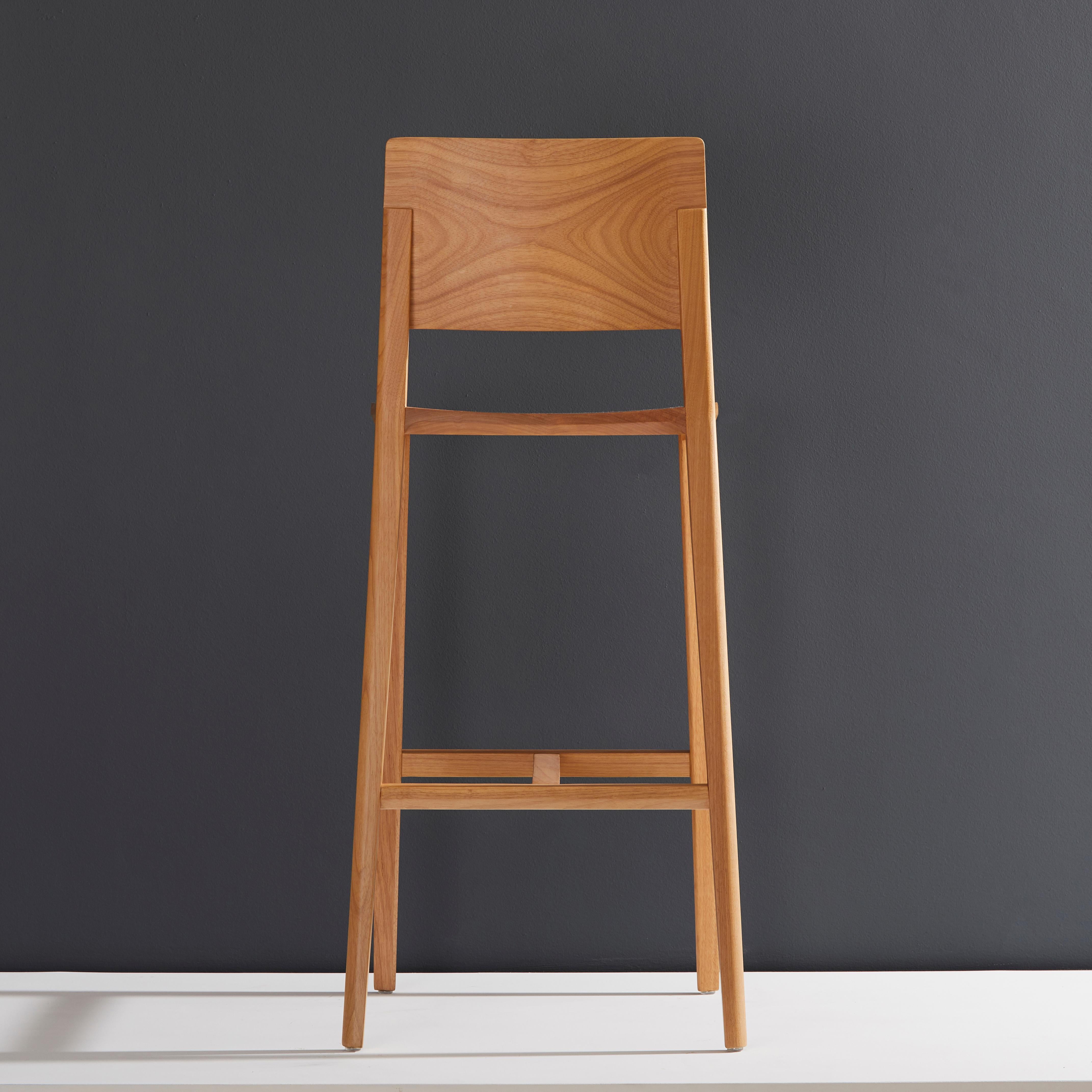 Estilo Minimalista, Taburete de Madera Maciza Ebonizada Negra en venta 3