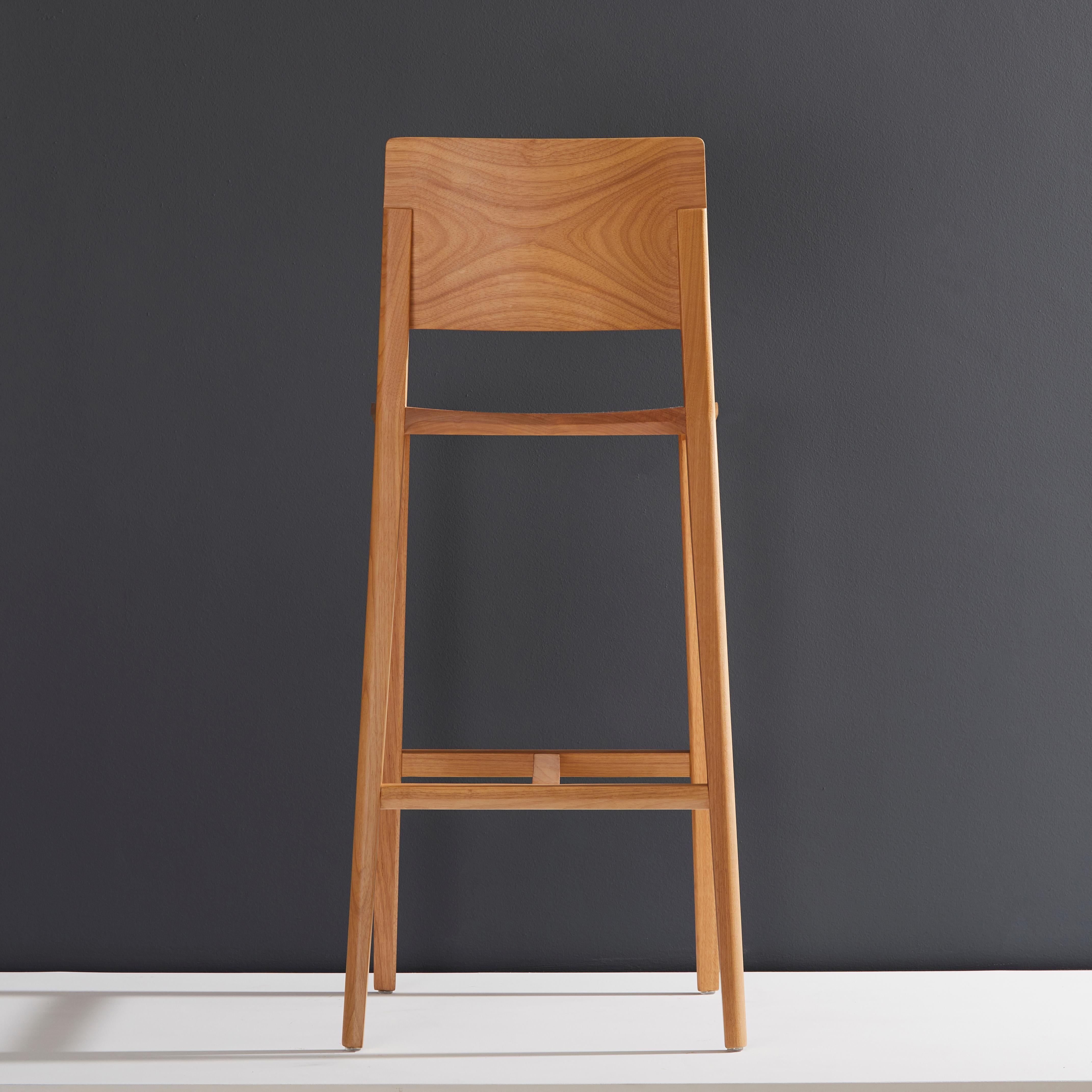 Minimalist Style, Stool in Black Ebonized Solid Wood For Sale 3