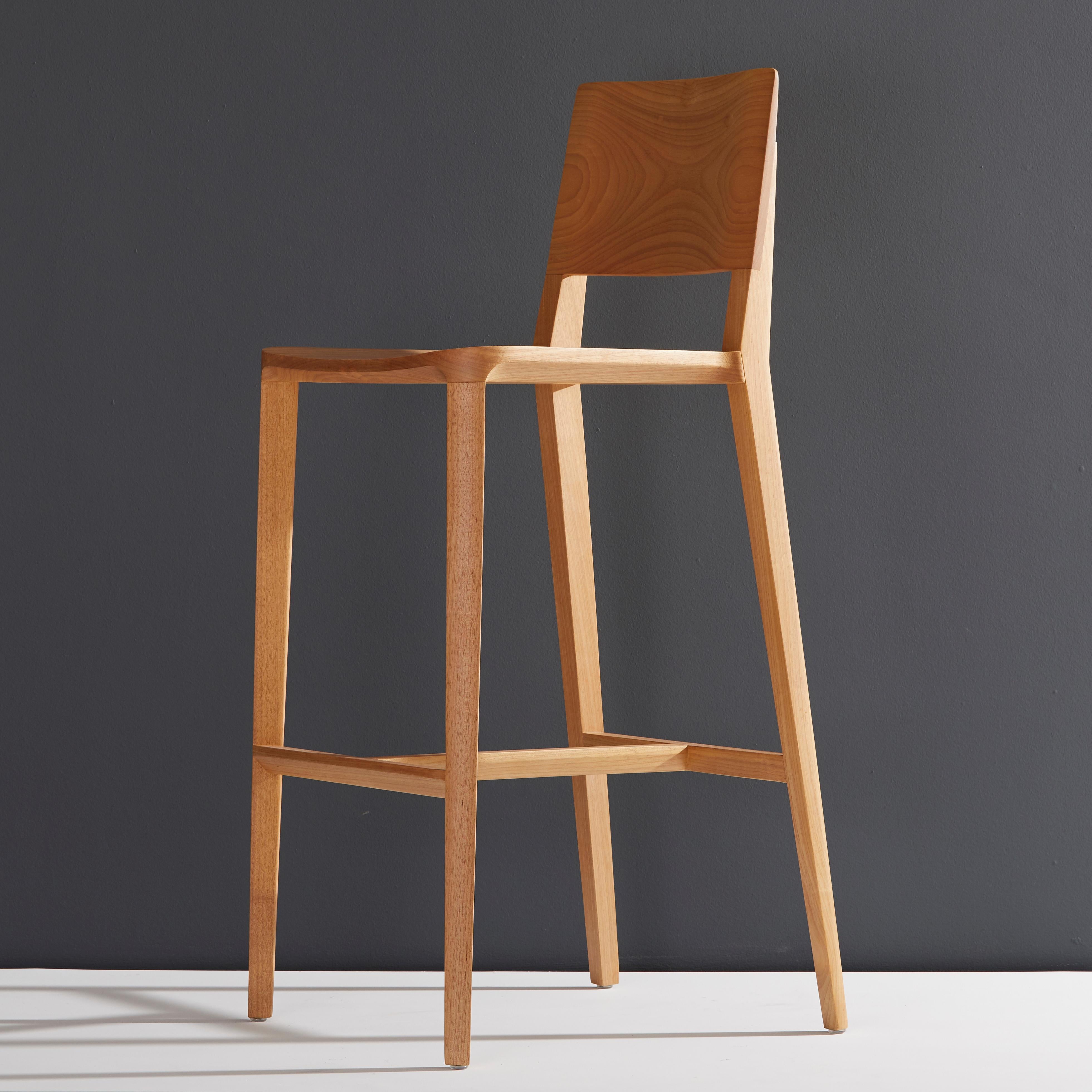 Modern Minimalist Style, Stool in Natural Solid Wood For Sale