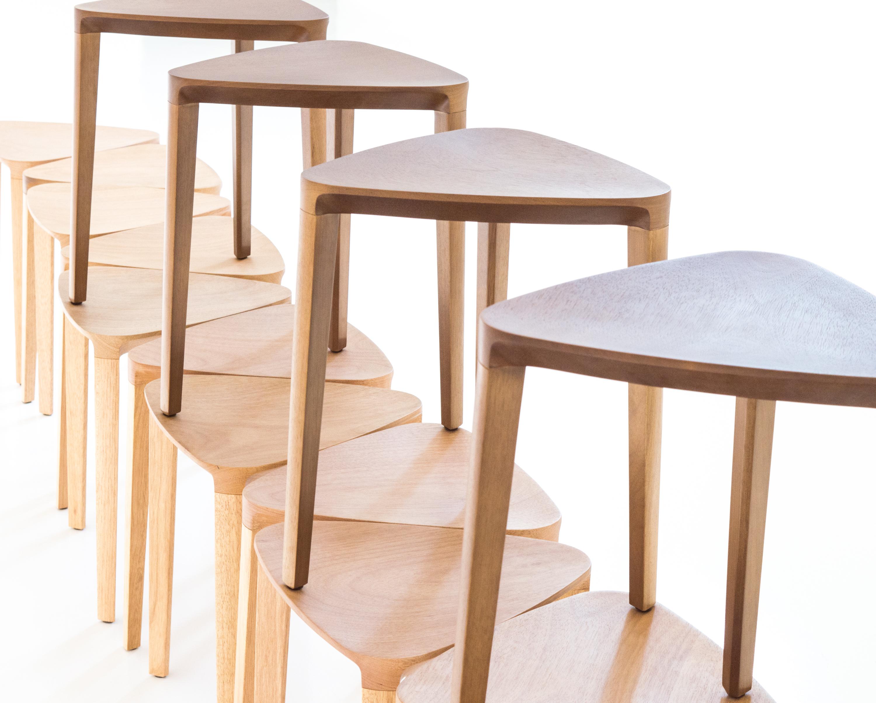 Modern Minimalist Style, Stool in Natural Solid Wood For Sale