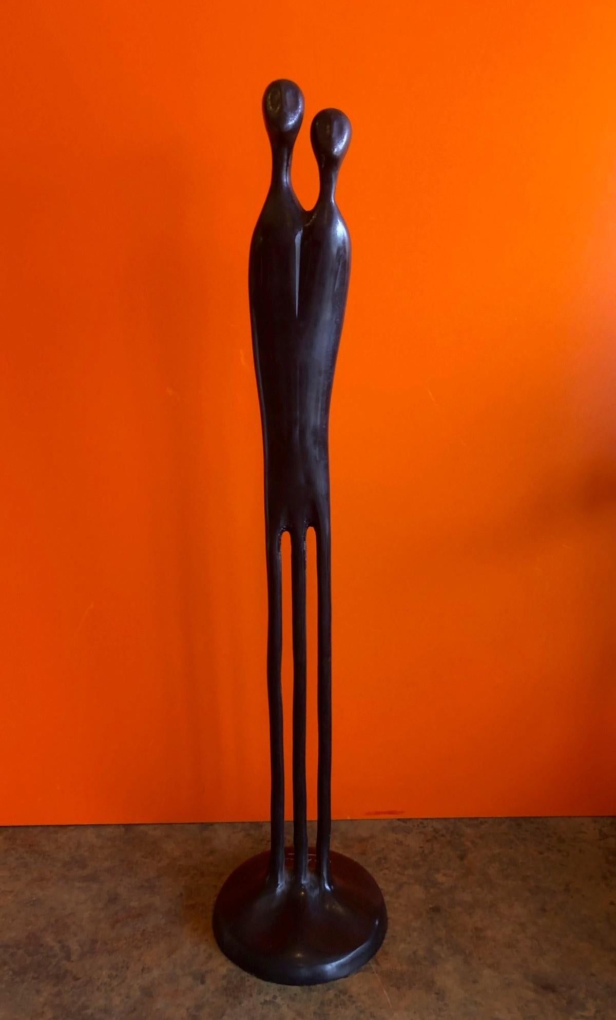 Minimalist Swedish metal black figurative sculpture by Louise Hederstrom, circa 1990s. The piece is 17