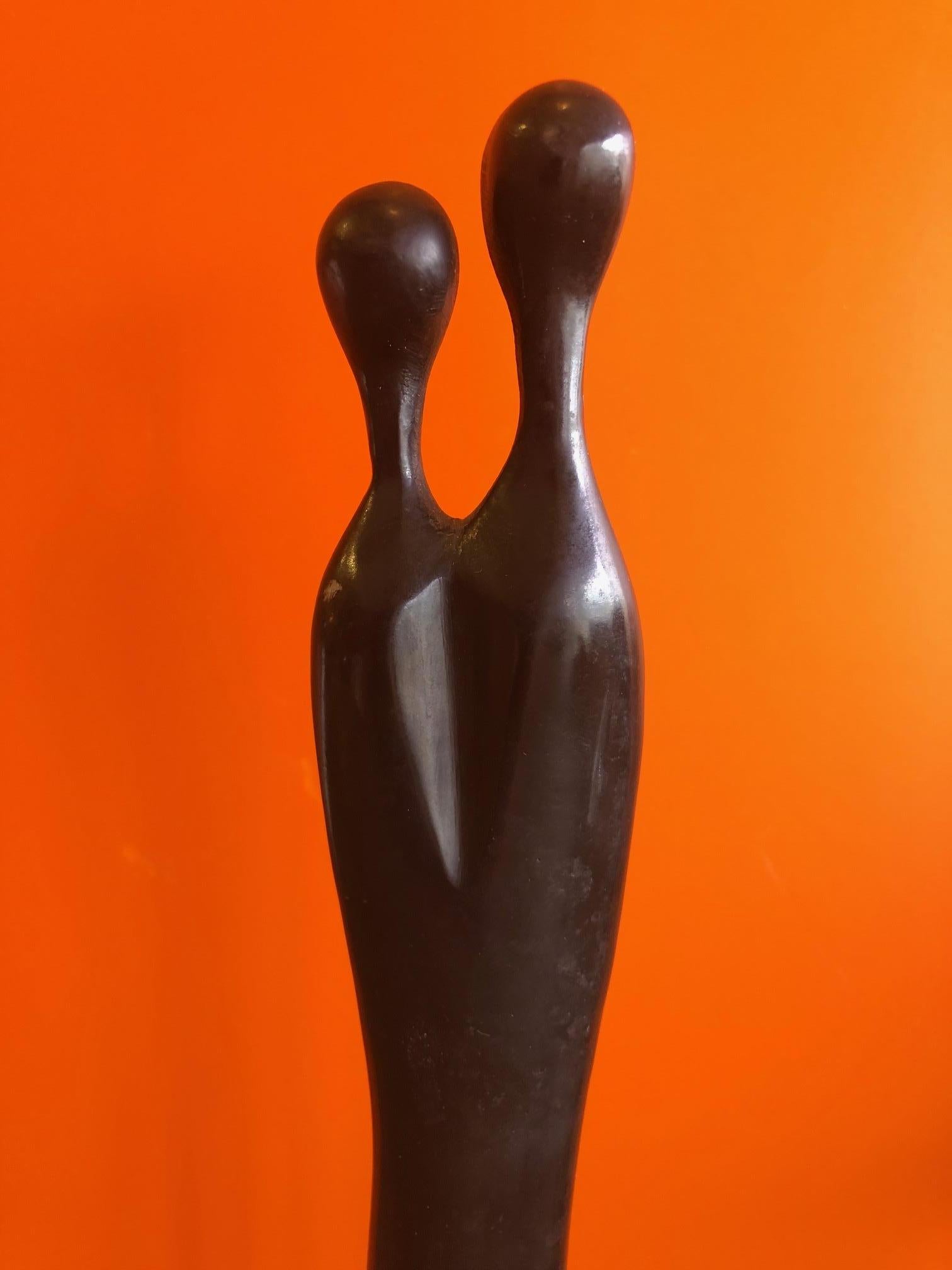 Cast Minimalist Swedish Black Metal Figurative Sculpture by Louise Hederstrom,
