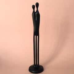 Minimalist Swedish Bronze Black Statue by Louise Hederstrom, 1990s