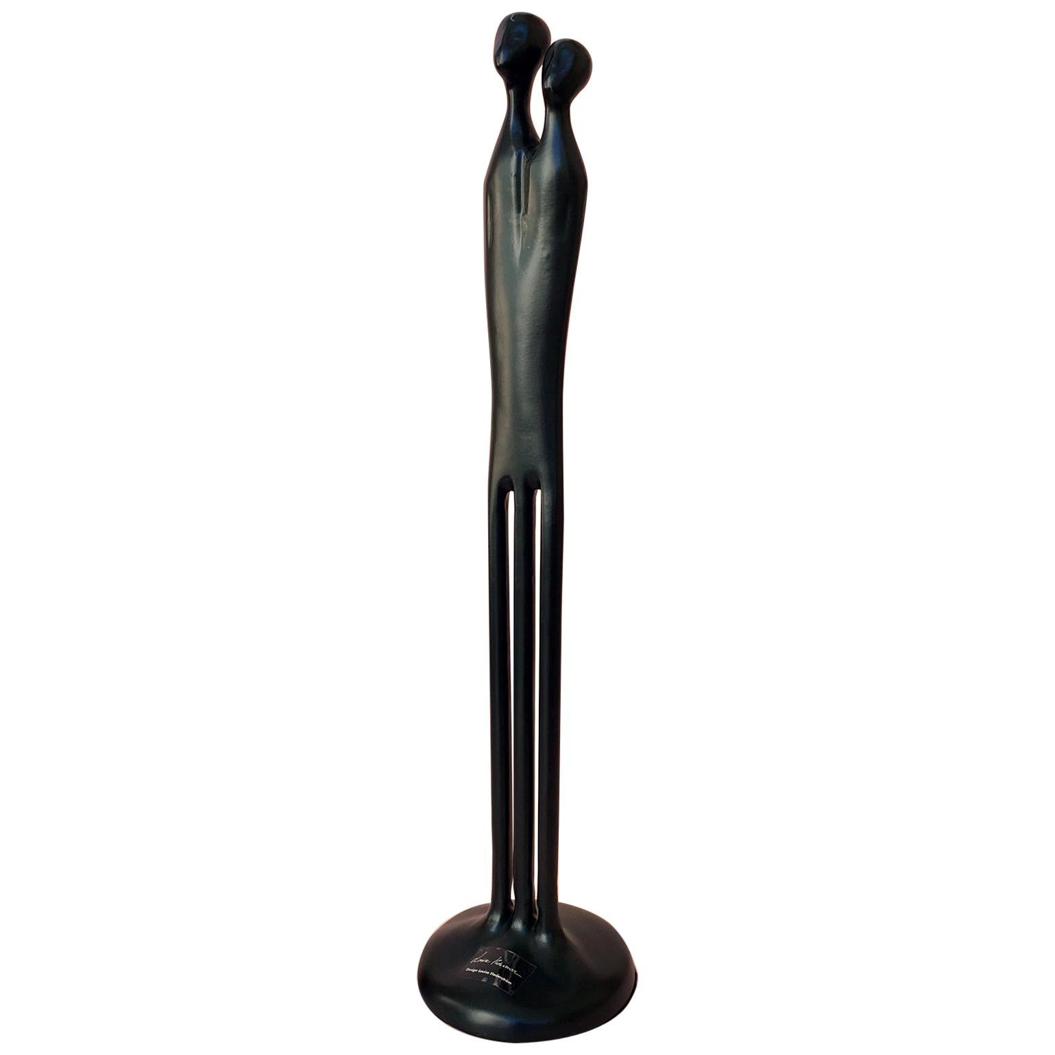 Minimalist Swedish Bronze Black Statue by Louise Hederstrom, 1990s