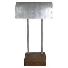 Minimalist Table Lamp with Aluminium Shade and Wooden Base, France, 20th Century