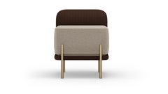 Minimalist Talos Stool With Brass Legs and Patterned Dark Fabric