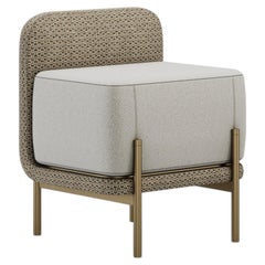 Minimalist Talos Stool With Brass Legs and Patterned Fabric