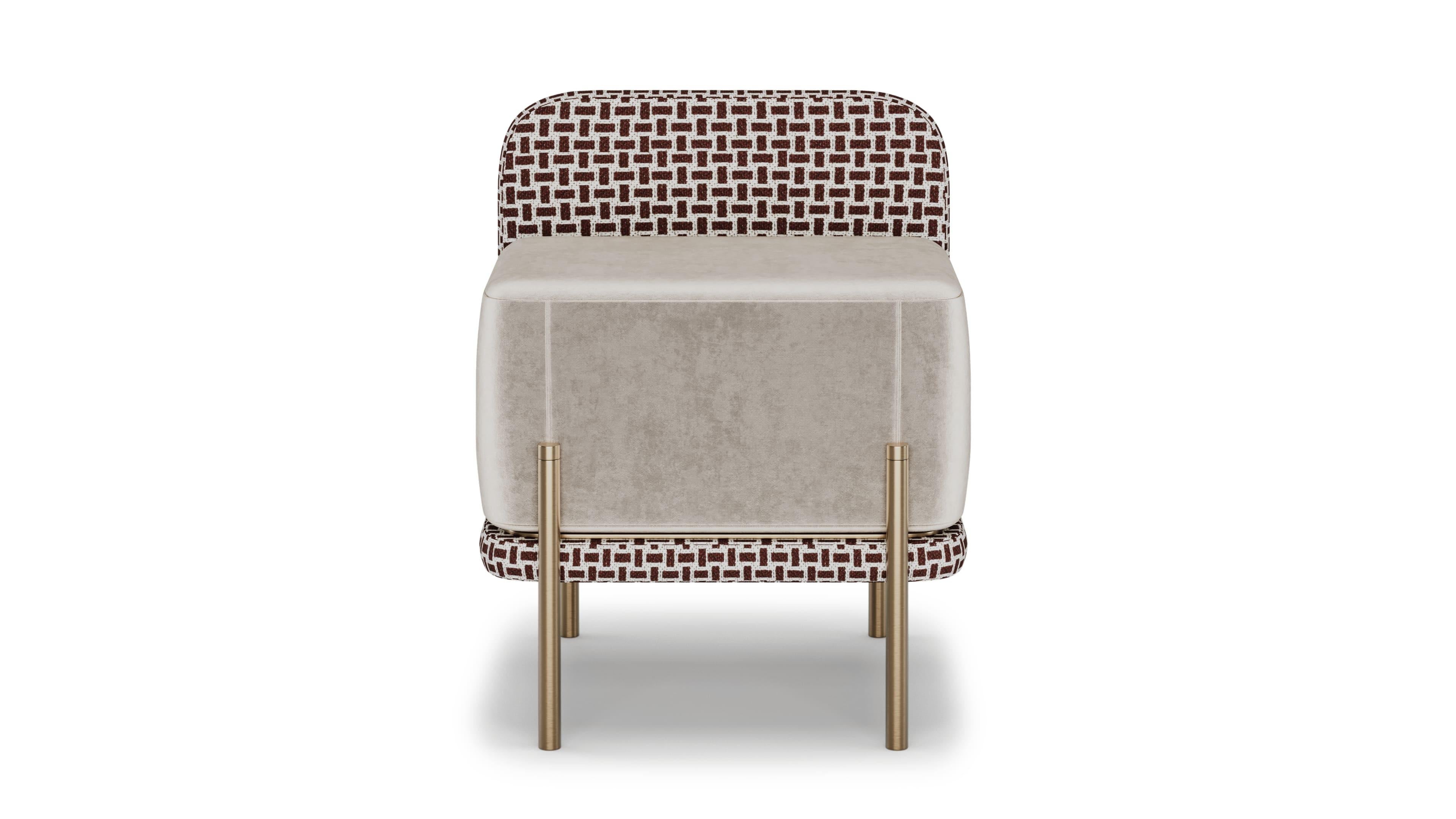 Portuguese Minimalist Talos Stool With Brass Legs For Sale