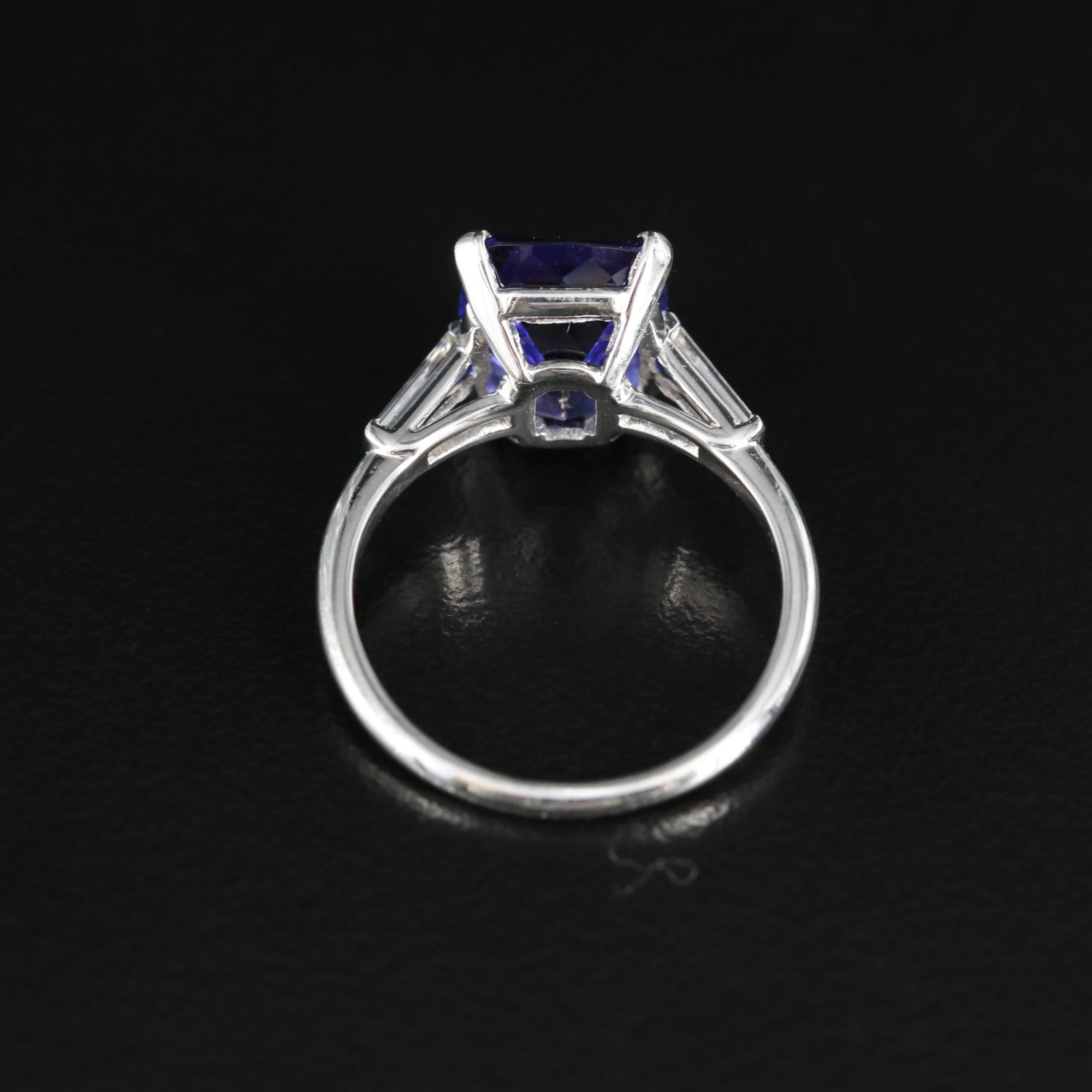 For Sale:  Antique 3.56 Carat Natural Tanzanite Diamond Engagement Ring in 18K Gold 2