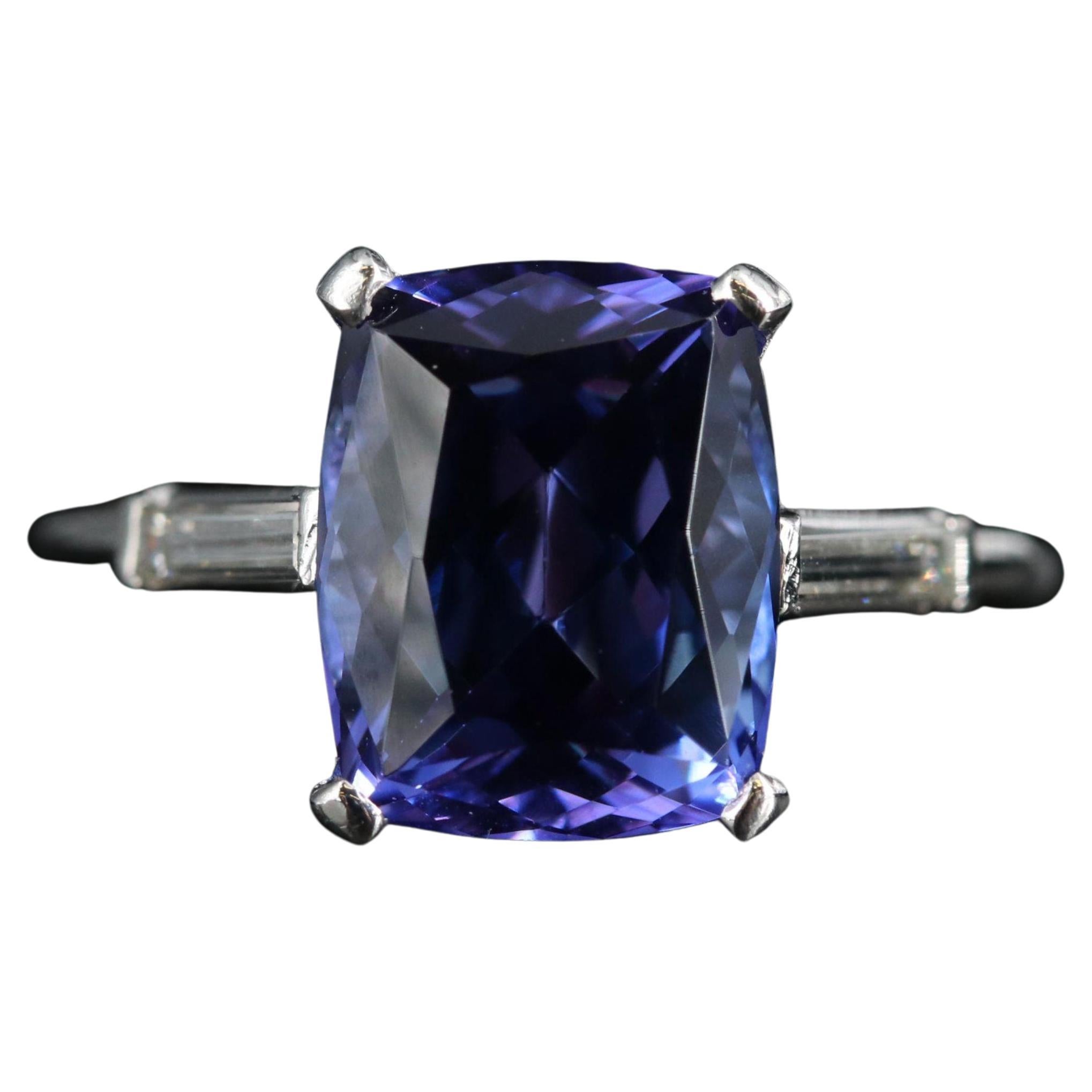 For Sale:  Antique 3.56 Carat Natural Tanzanite Diamond Engagement Ring in 18K Gold