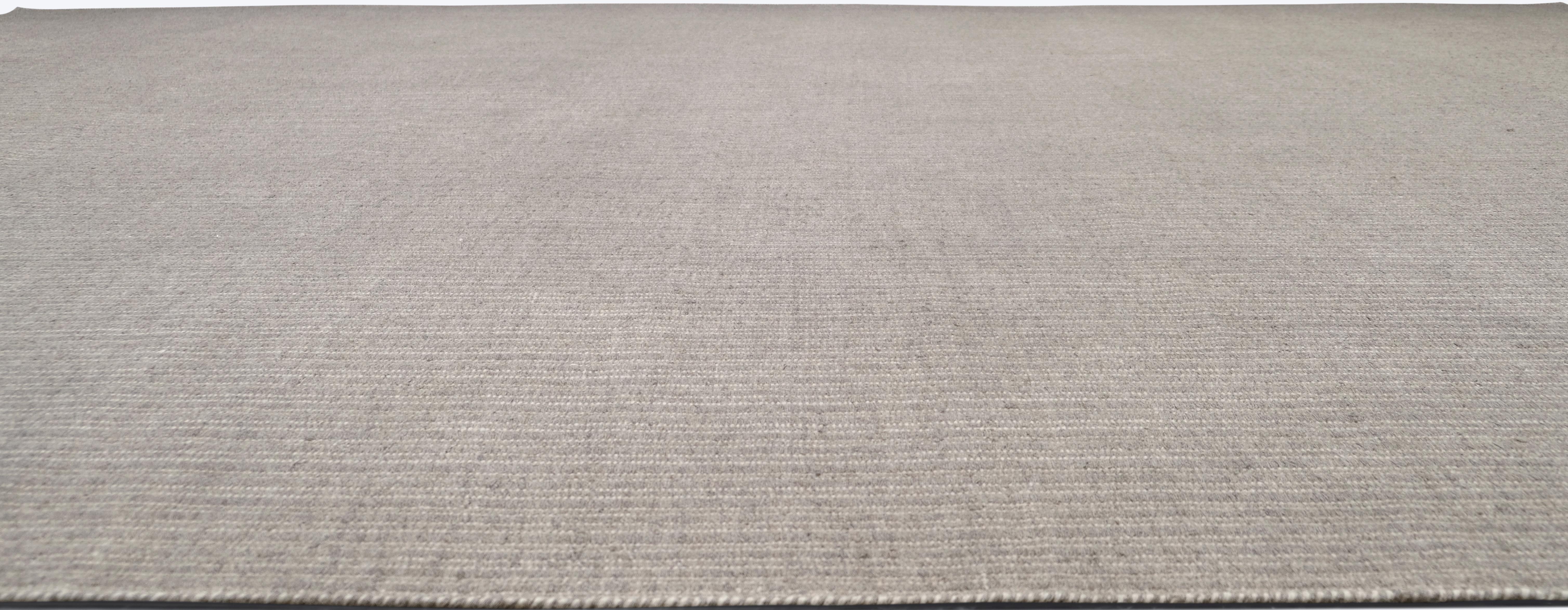 Minimalistischer handgewebter Wollteppich in Taupe 13'10''x20'1'' (Handgewebt) im Angebot