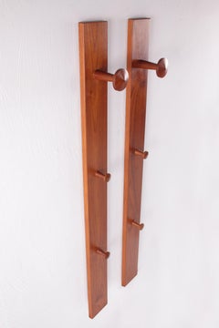 Minimalist Teak Wall Hooks by Aksel Kjersgaard for Odder Møbler, Set of 2