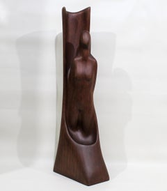 Minimalist Teak Wood Nude Woman Sculpture