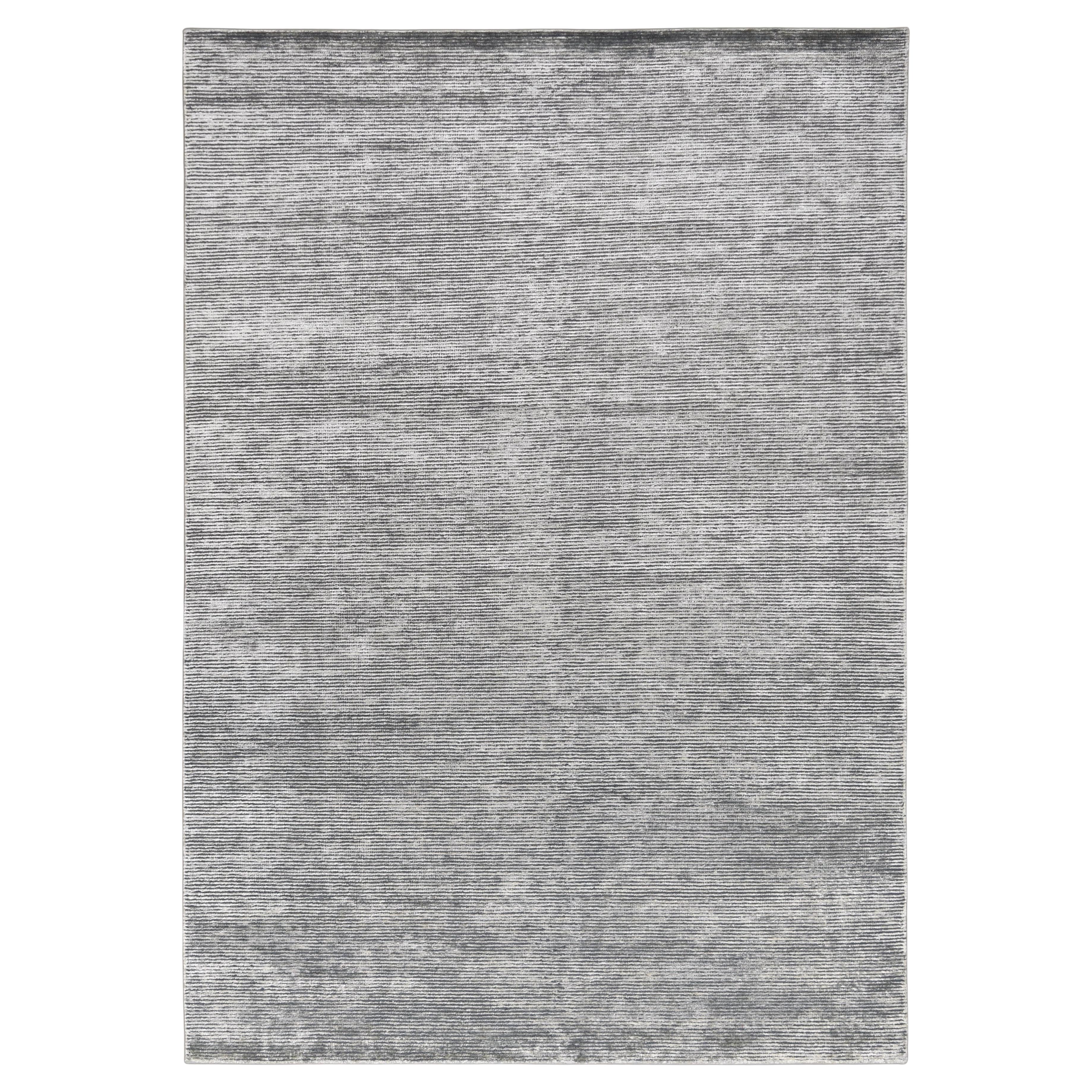 Tapis minimaliste texturé sarcelle et soie de bambou 9'x13'