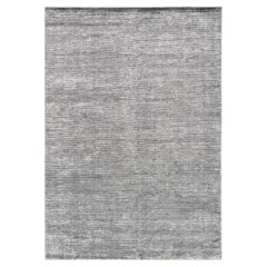 Minimalist Teal Textured Wool and Bamboo-Silk Rug 9'x13'