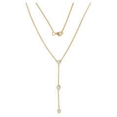 Collier en or jaune 14k avec goutte d'eau et diamant de 0,48ct en forme de Y