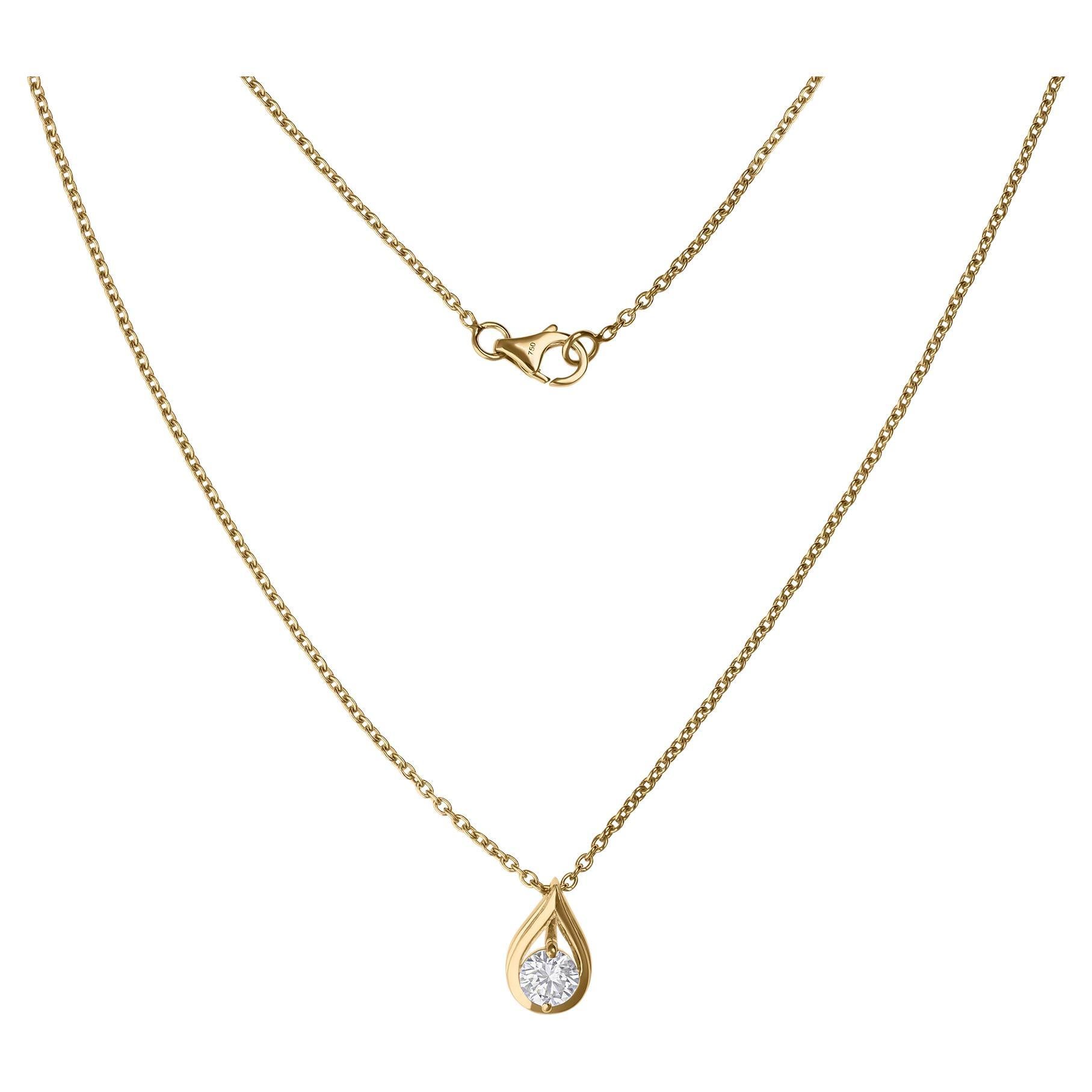 Collier pendentif diamant en forme de goutte SI Clarity & HI Color Minimalist Teardrop Or 18k