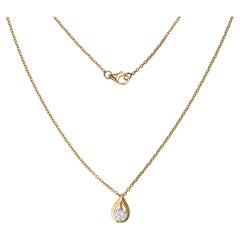 Minimalista Lágrima Claridad SI y Color HI Collar Colgante Diamante Oro 18k