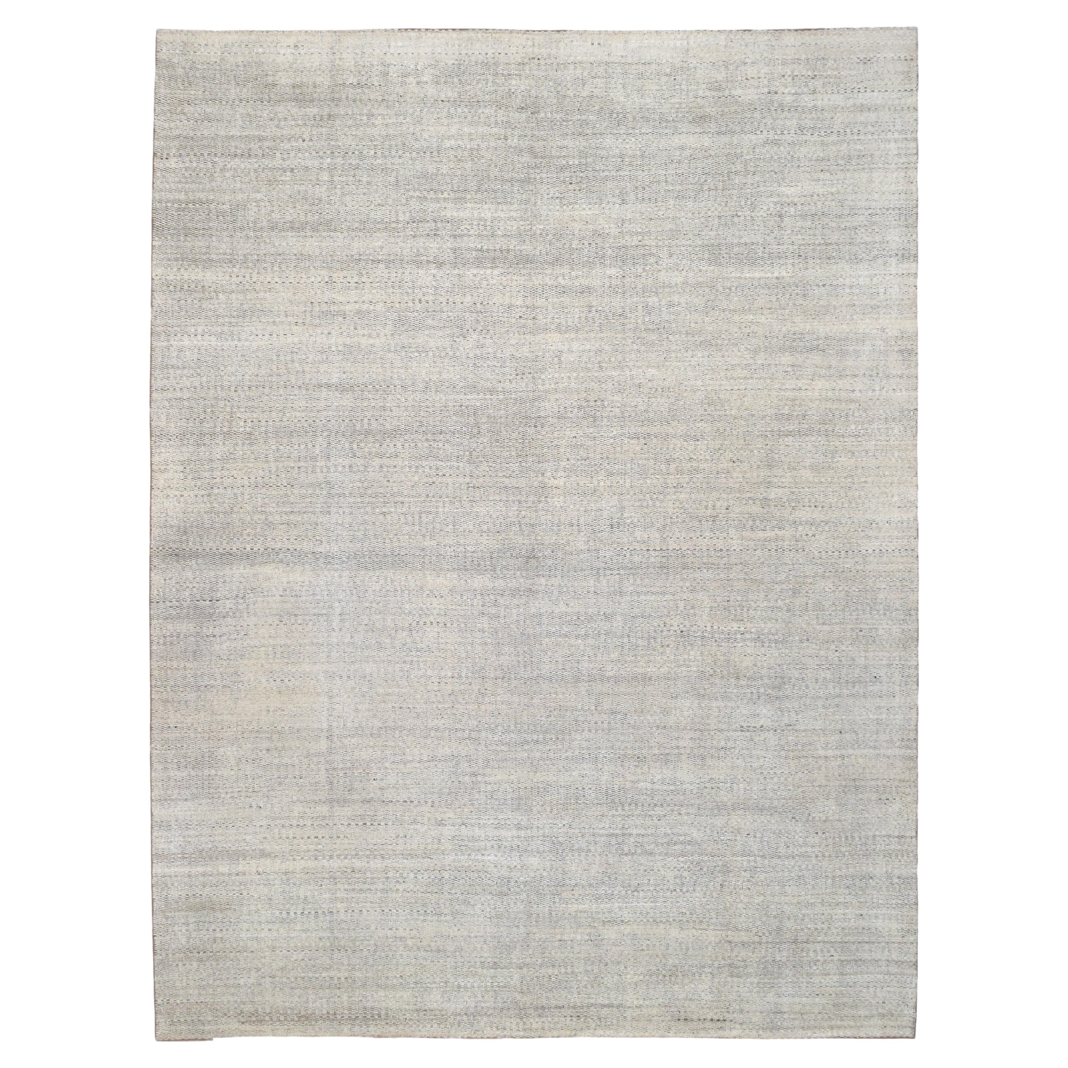 Minimalist Textured Non Dyed Natural Wool Rug 11'6''x15'1''