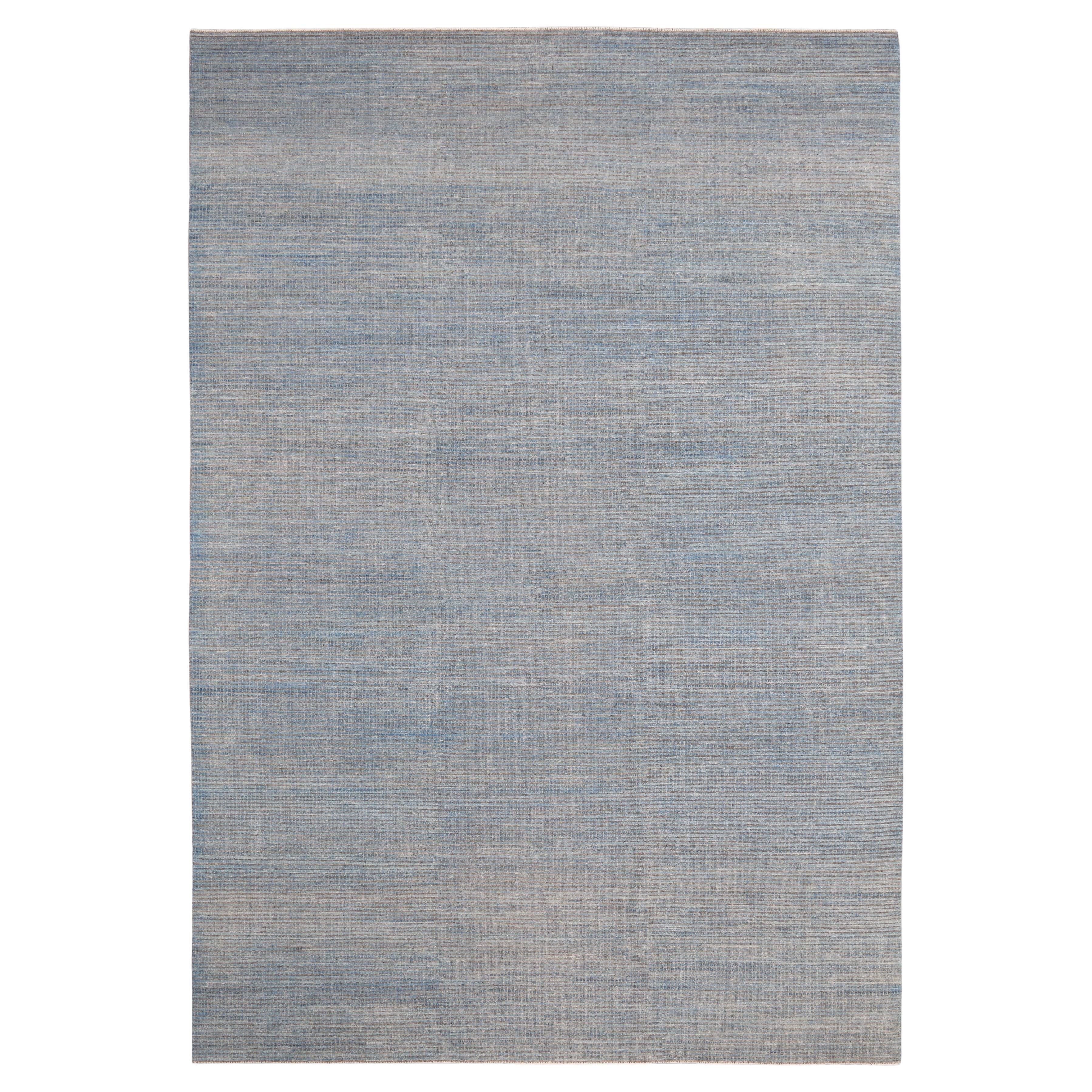 Minimalist Textured Soft Blue Brown  Toned Wool Rug 9'8''x14'2'' For Sale