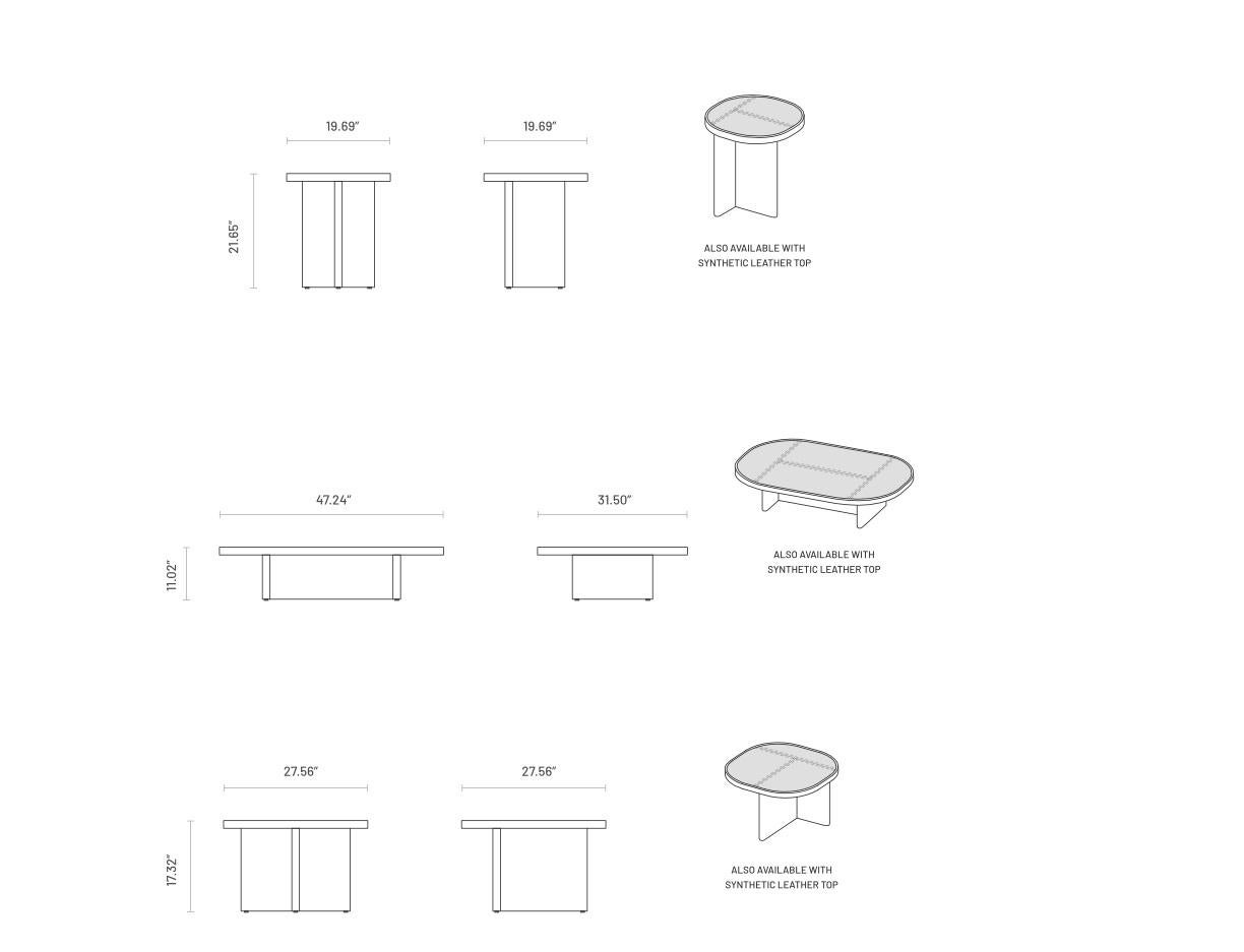 Minimalist Three-Piece Table Set with Customizable Finishes For Sale 8