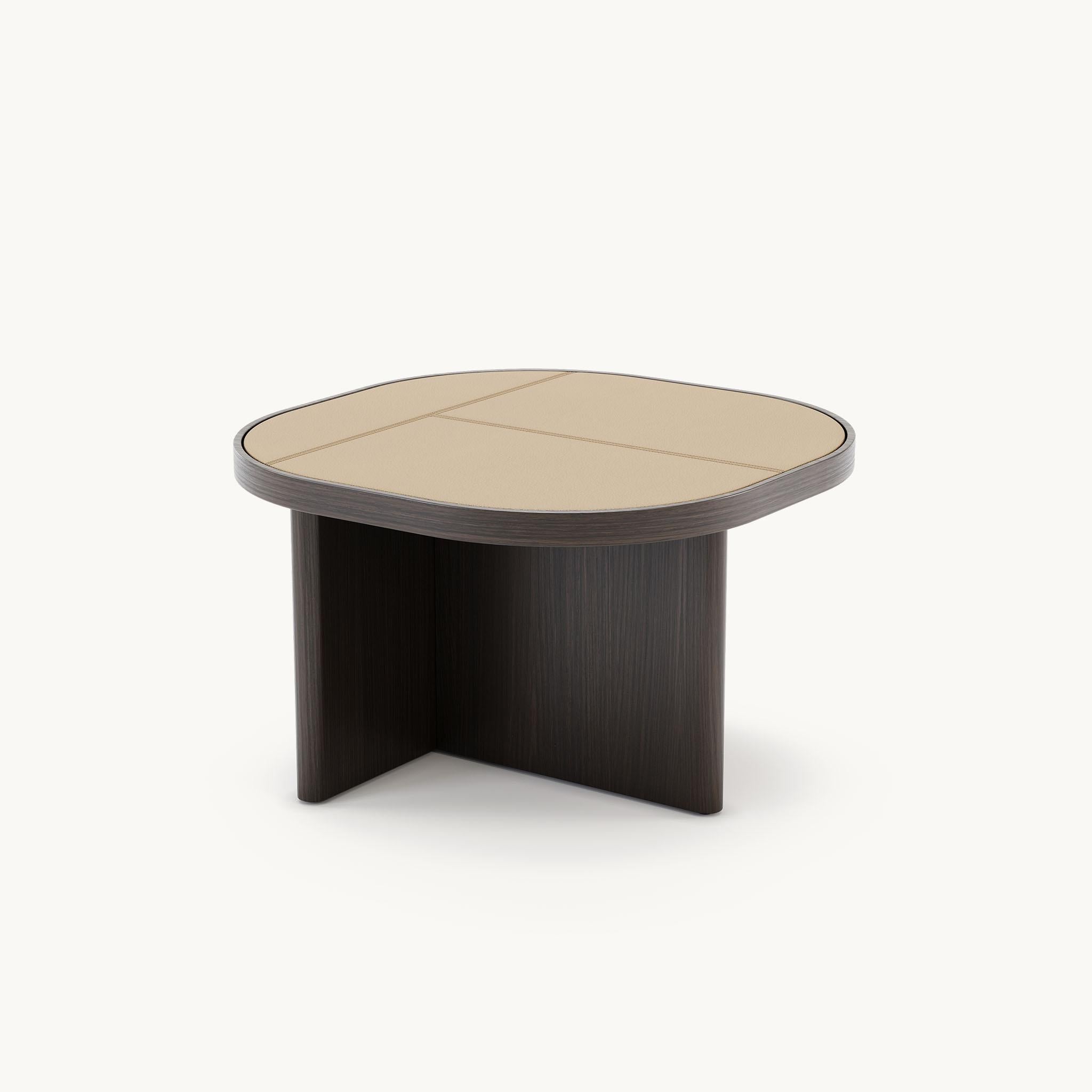 Leather Minimalist Three-Piece Table Set with Customizable Finishes For Sale