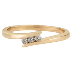 Minimalist Three Stone Natural Diamond Bypass Ring in 18K Yellow Gold Stackable