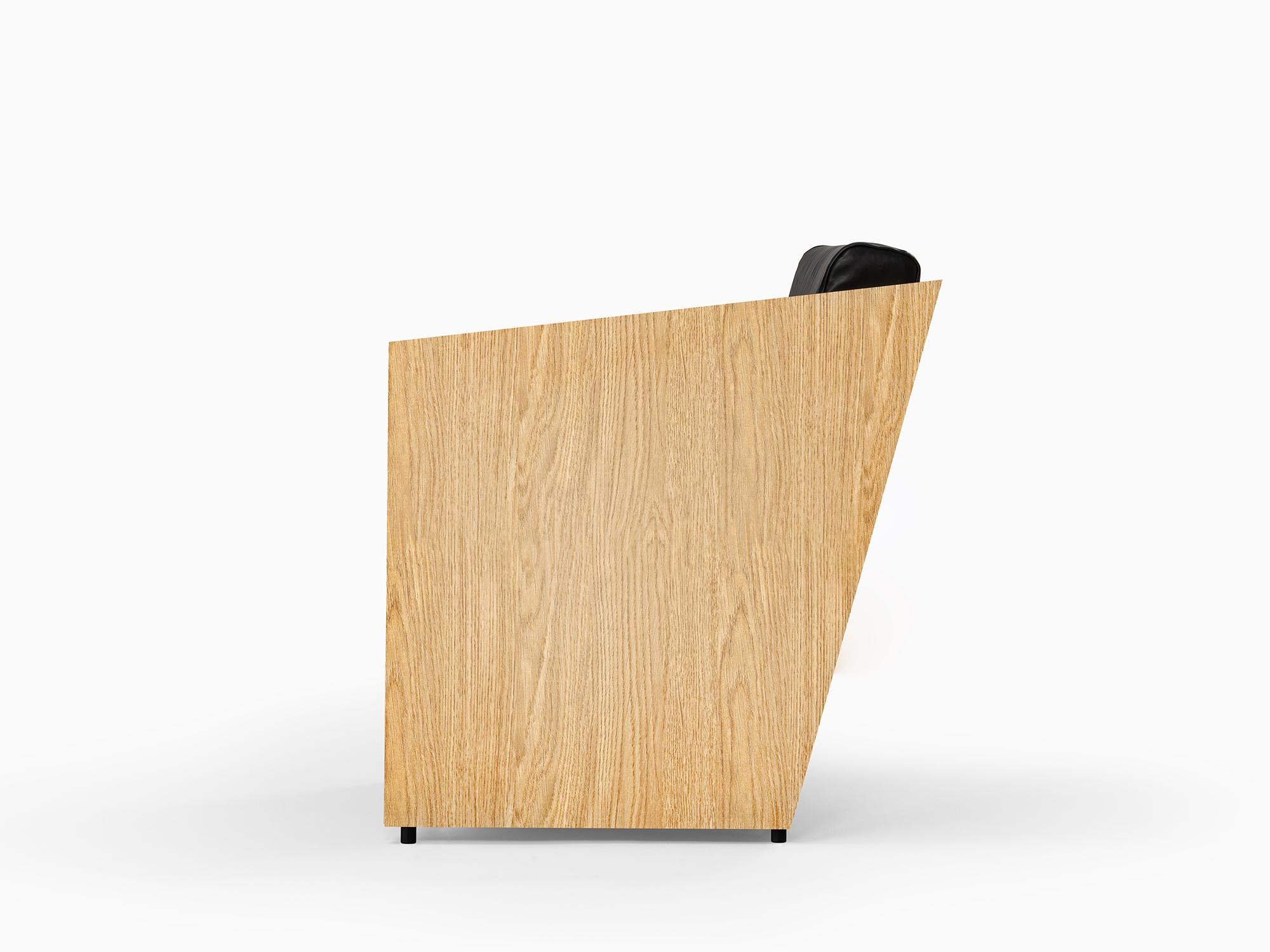 Minimalistischer zeitloser Sessel aus Eicheholz und braunem Leder im Angebot 2