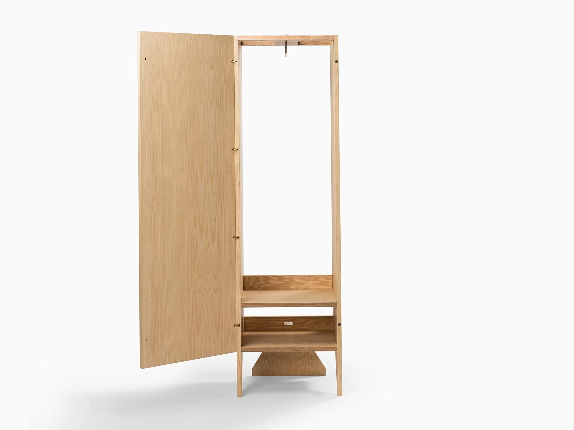 Hand-Crafted Minimalist Timeless Wardrobe in Ash Wood For Sale