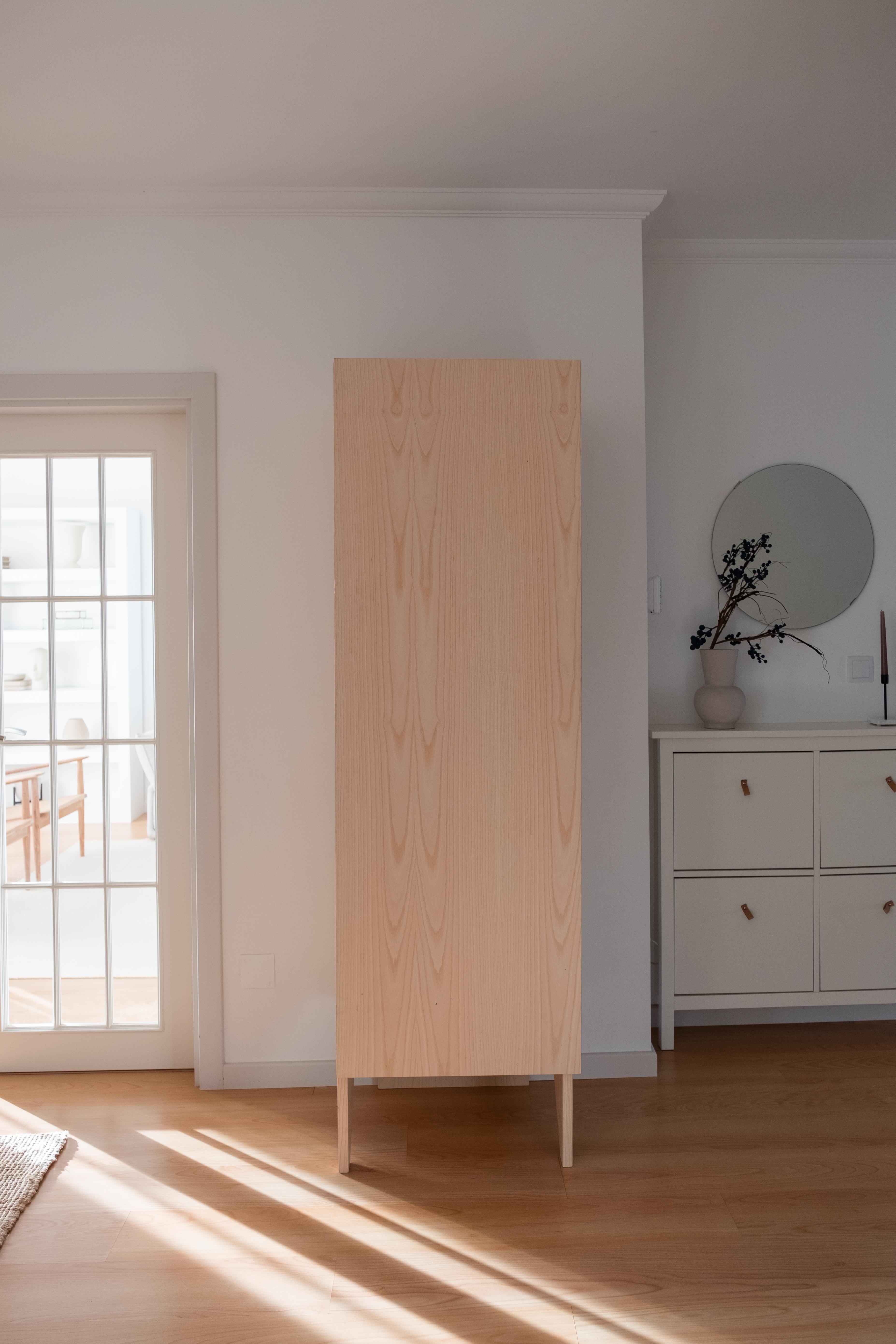Contemporary Minimalist Timeless Wardrobe in Ash Wood For Sale