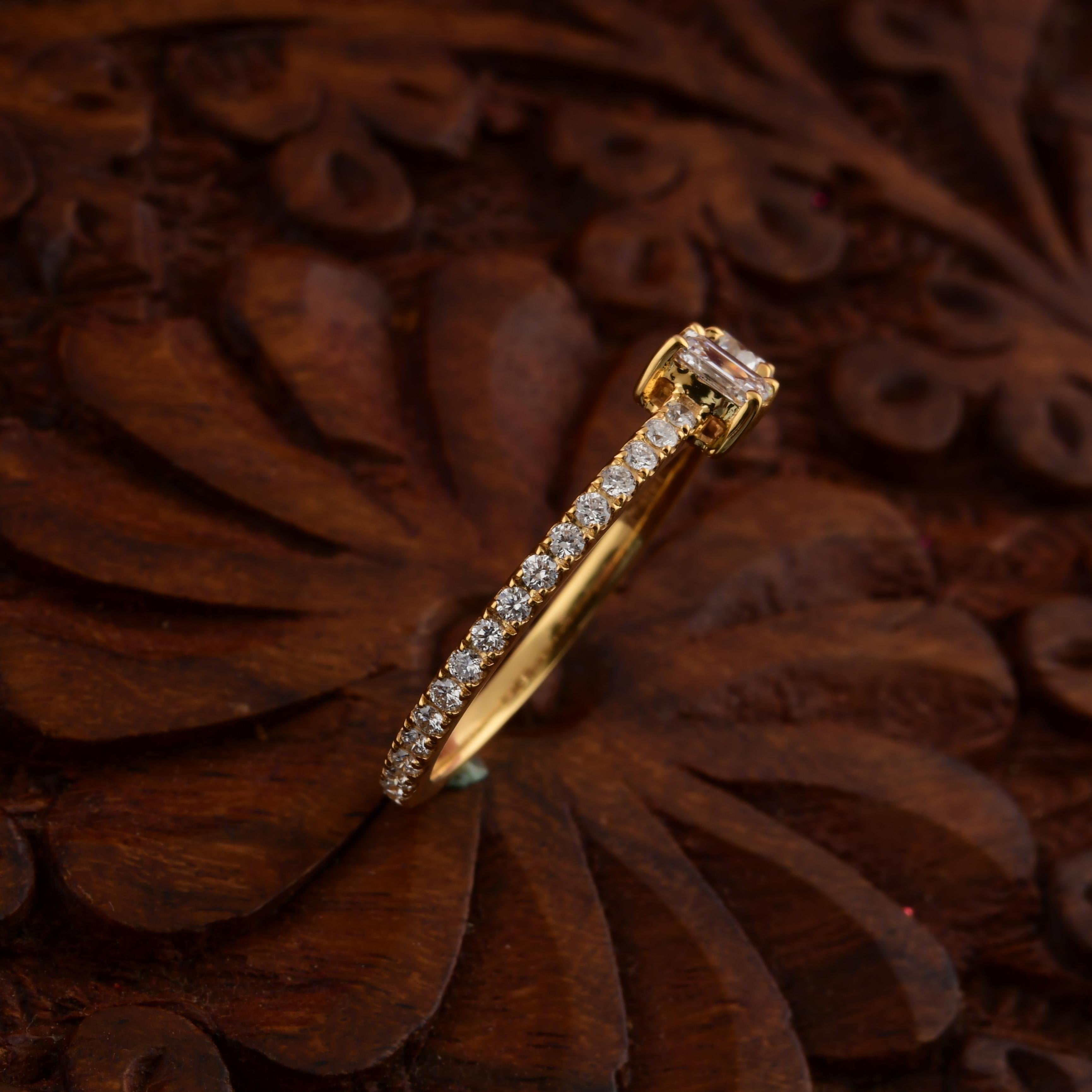 For Sale:  Minimalist Toi et Moi Mixed Cut Diamond Ring 14K Solid Yellow Gold 11
