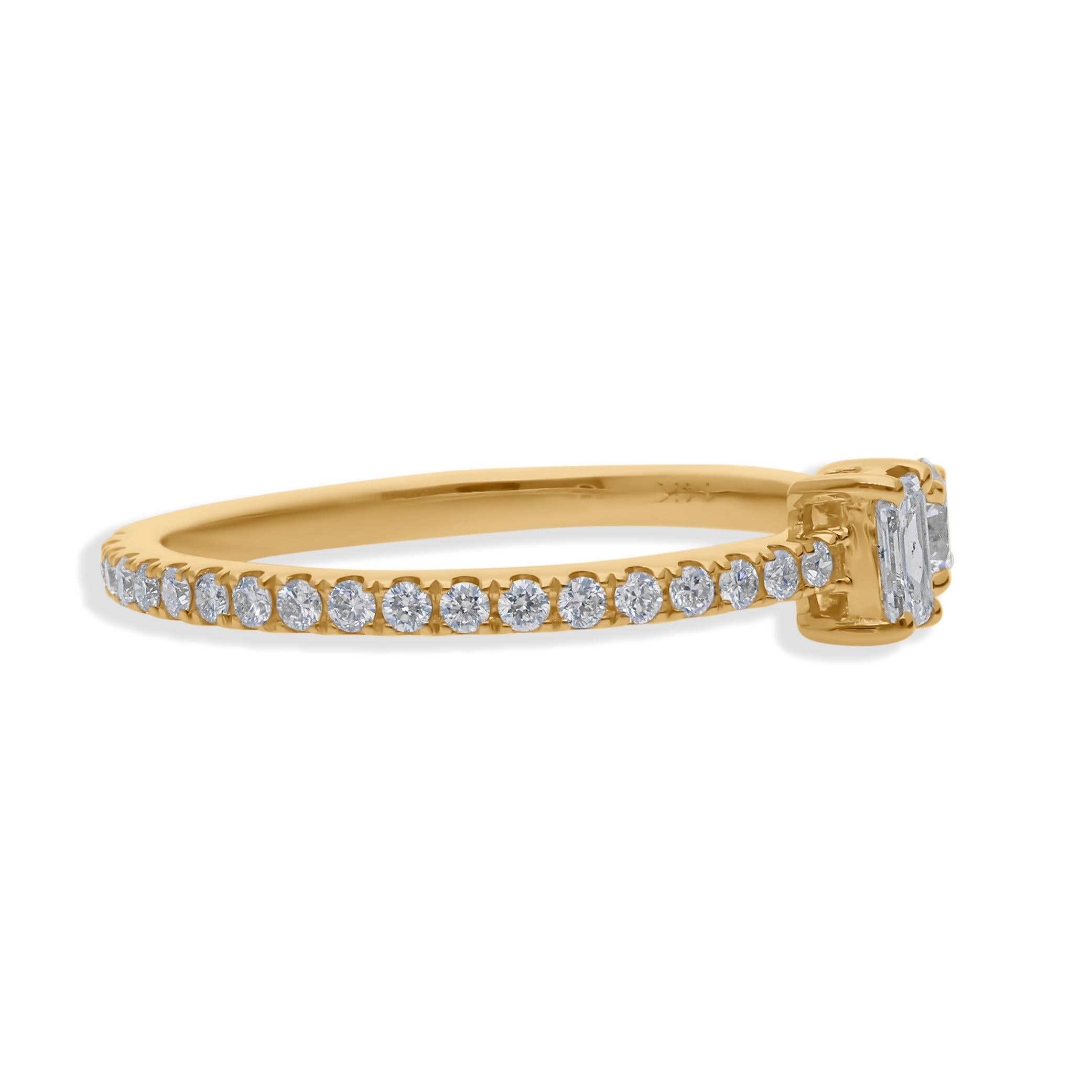 For Sale:  Minimalist Toi et Moi Mixed Cut Diamond Ring 14K Solid Yellow Gold 6