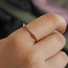 Minimalist Top BAR Ring Solid 14k Yellow Gold Unisex Band Eternity Jewelry Ring