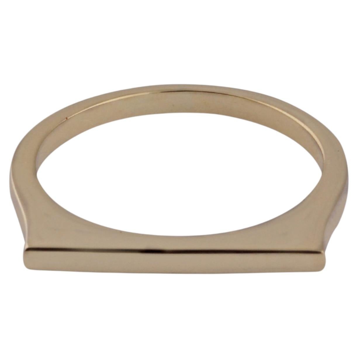 Minimalist Top BAR Ring Solid 14k Yellow Gold Unisex Band Eternity Jewelry Ring