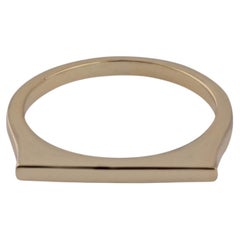 Minimalist Top BAR Ring Solid 14k Yellow Gold Unisex Band Eternity Jewelry Ring