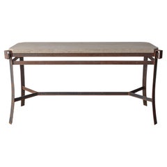 Tavolo consolle minimalista in travertino e ferro